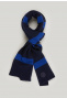 Wool-cashmere striped scarf navy/oriental blue for boys