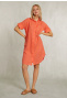 Orange linen dress with pocket