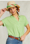 Off white/green striped T-shirt polo collar