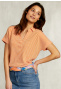 Off white/orange striped T-shirt polo collar