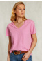 Pink basic V-neck T-shirt