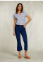 Blue cropped flare pants