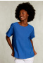 Blauwe effen oversized blouse