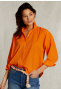 Oranje effen blouse pofmouwen