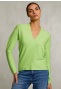 Green basic V-neck sweater