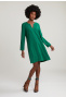 Groene V-hals jurk lange mouwen