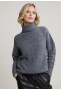 Pull col montant manches longues gris