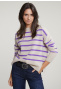 Beige/purple striped lambswool sweater