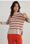 Beige/orange striped lambswool sweater