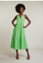 Green sleeveless V-neck dress