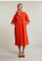 Oranje lange klassieke V-hals jurk
