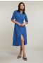 Blue buttoned polo dress 3/4 sleeves