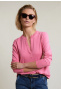 Roze V-hals T-shirt lange mouwen
