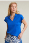 Blue V-neck polo T-shirt short sleeves