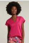 Fuchsia V-neck polo T-shirt short sleeves