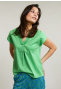 Green cotton V-neck T-shirt