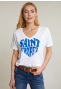 Off white/blue fantasy T-shirt short sleeves