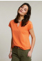 Orange sleeveless V-neck T-shirt