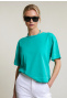 Emerald groene wijde T-shirt korte mouwen