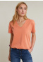 Orange basic V-neck T-shirt short sleeves