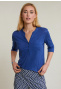 Blue linen V-neck T-shirt with pocket