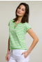 Green/white striped V-neck T-shirt