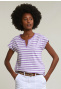 Purple/white striped V-neck T-shirt