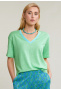 Green linen V-neck T-shirt short sleeves