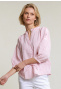 Roze/wit gestreepte geknoopte blouse elleboogmouwen