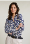 Blue/white viscose fantasy blouse long sleeves