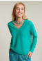 Green basic V-neck sweater long sleeves