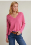 Pink basic V-neck sweater long sleeves