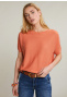 Pull large col rond manches courtes orange