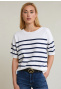 Off white/indigo striped sweater short sleeves