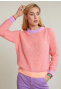 Pull col rond manches longues rose/purple