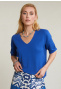 Blue V-neck viscose sweater short sleeves