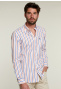 Custom fit striped shirt with chest pocket multi