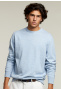 Custom fit crew neck pullover light chambray mix