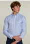 Custom fit geruit hemd met zak blauw/wit