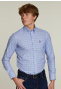 Chemise ajustée à carreaux poche bleue/blanche