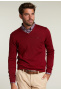 Custom fit merino V-neck pullover winter red
