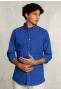 Custom fit poplin shirt deep blue
