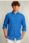 Custom fit linen shirt ocean