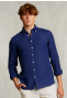 Custom fit linnen hemd oxford blue