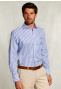 Custom fit gestreept hemd blauw/wit