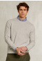 Normal fit basic cotton crew neck pullover oyster mix