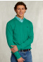 Pull V coton taille normale basique green twist mix