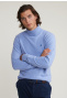 Cotton roll neck T-shirt long sleeves sky mix