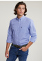 Chemise ajustée carreaux à poche bleue/blanche