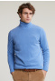 Loose fit wool-cashmere roll neck sweater sky mix